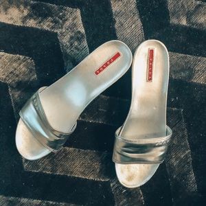 Prada silver platform sandals